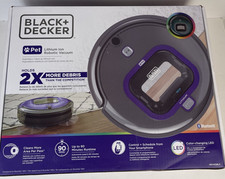 Black Decker Smartech Lithium Ion Pet Robotic Vacuum Color LED Tested Works