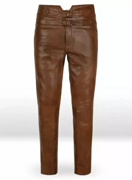 Men's Leather Pant Genuine Lambskin Leather Sporty Brown Pant