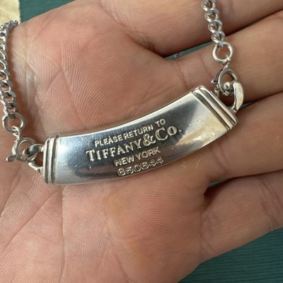 Tiffany & Co Vintage 925 ID Bar Tag Panzerkette Halskette Atemberaubend 18'' Authentisch 