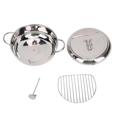 Bratentopf Edelstahl Friteuse Öl Tropf Abfluss Doppelohr 3,2L Kochen
