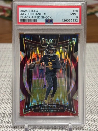 2024 Panini Select #26 Jayden Daniels RC (Black & Red Shock) PSA 9 Commanders
