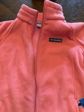 Columbia Girls Fleece Zip Up Jacket Size L 14-16 Long Sleeve Coral