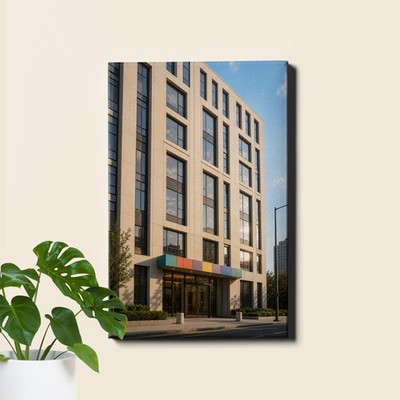 Modern Building Facade Poster Print golden hour geometry architecture