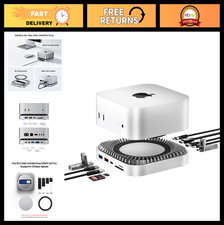 Aluminum Docking Station for Mac Mini M4 Pro 2024, 4K HDMI, USB-C, SSD Enclosu