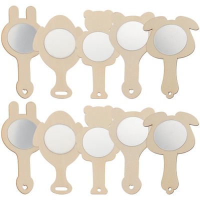 10 Pcs Kleiner Reisespiegel Hölzerner Handspiegel Mit Griff Tragbarer