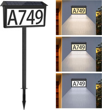 Solar Address Sign, House Numbers for outside Light Up, 3 Colors Waterproof LED