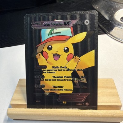 Ash Pikachu Ex HP5000 Black foil Fan Art card Thunder Punch  | eBay