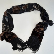 Velvet Floral Rectangle Shawl Black Bronze Women