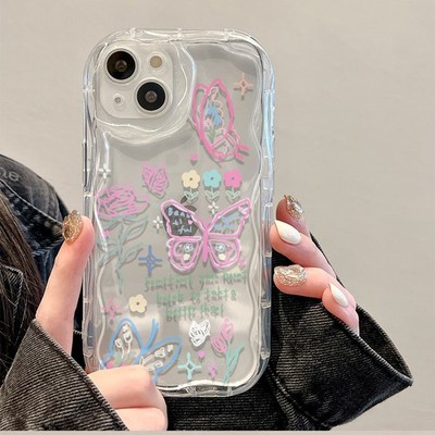 Clear Butterfly Case For Honor Motorola Xiaomi Cream Phone Cover Hot Women Girls