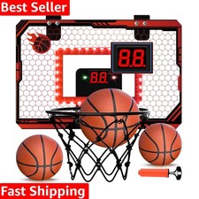 Mini Basketball Hoop Indoor, Over The Door Basketball Hoops with Led Lighting...