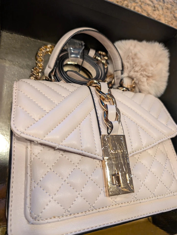 Bolso para mujer ALDO Jerilini con asa superior crema o hueso acolchado pompa "NUEVO" Foto 2 de 4