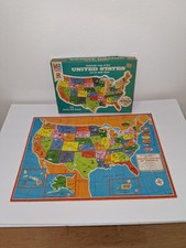 Vintage Milton Bradley MB Map of the United States World 2 In 1 Jigsaw Puzzle