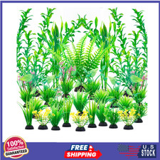 Aquarium Plants Decorations Artificial Green Plastic Fish Tank 26 PCS Large