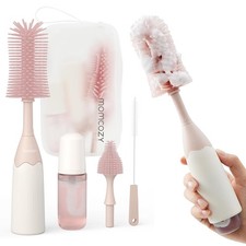 Momcozy Bottle Brush Kit, Innovative Push-Press Press Bubble Style, Pink