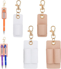 4 Pcs Lanyard Pen Clip Portable Leather Neck Pen Holder