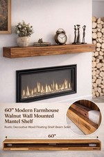 60” Modern Farmhouse Walnut Decorative Wood Shelf Mantel Beam Wall Mount Unbrand