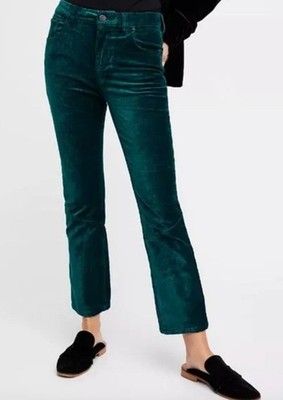 FREE PEOPLE velvet boot cut flare crop in dark green sz 25 Womens Pants Holiday