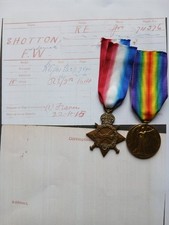 WW1 1914-15 Star & Victory Medals, Shotton, R.E. , Newport, Salop, Trench Fever.