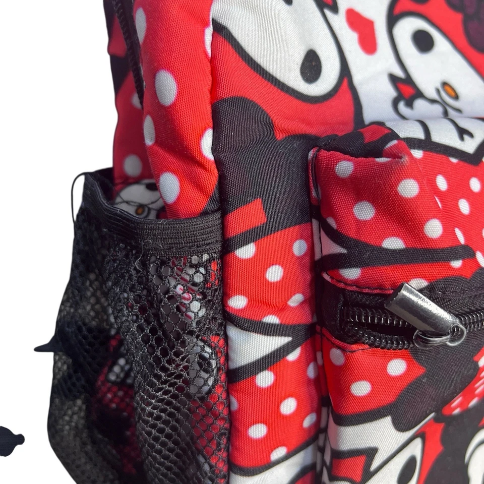 Hello Kitty Sanrio Backpack Red Print 16x12x6 Kawaii  Full Size Back To School - Image 3 of 4
