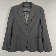 Theory Blazer Womens 12 Black Wool Lined Collared Single-Breasted Two-Button