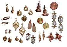 Vintage Brass & Mixed Metals Findings Charms Pairs Lot 30