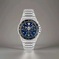 Versace Silver Mens Chronograph Watch Greca Extreme Chrono VE7H00423 Brand New 