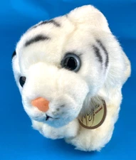 Miyoni Aurora White Tiger Plush Realistic Stuffed 9" Science Classroom Laying