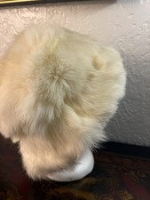 Vintage White Cream Ivory Rabbit Real Fur Hat