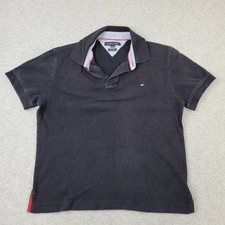 Tommy Hilfiger Polo Mens Medium Black Custom Fit Embroidery Shirt