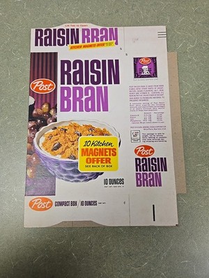 1967 Post Raisin Bran Unused Factory Flat, Decorative Magnets