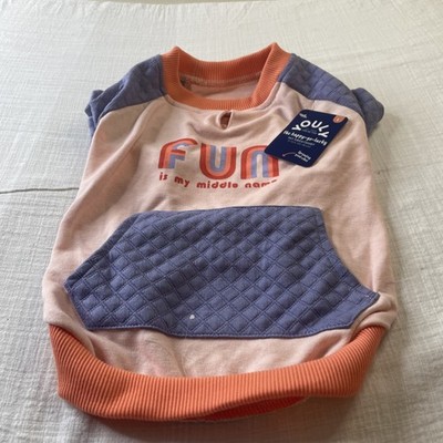 Youly Dog Sweatshirt L Peach Blue Fun Is My Middle Name Pocket New