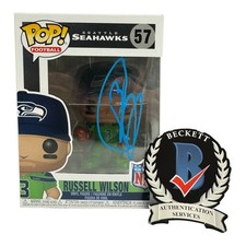 RUSSELL WILSON SIGNED AUTOGRAPH SEATTLE SEAHAWKS FUNKO POP 57 BECKETT BAS GIANTS