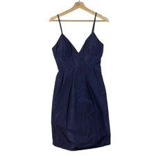J. Crew Navy Blue Fit & Flare Silk Knee Length Dress 6