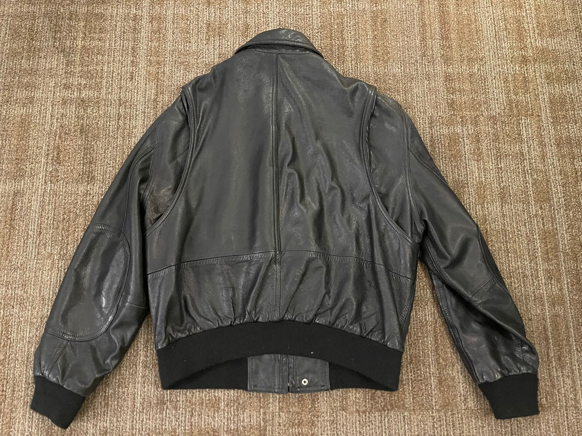 San Diego Leather Factory A2 Black Leather Bomber Jacket 42