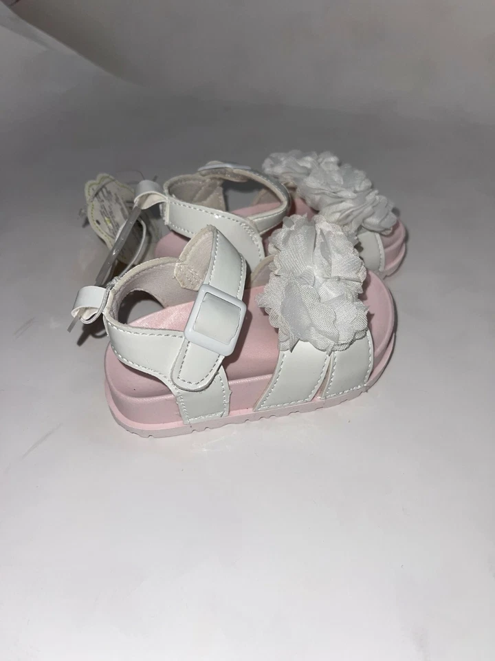 First Steps by Stepping Stones Girls' PINK  Flower Sandals SIZE 4 - Изображение 2 из 4