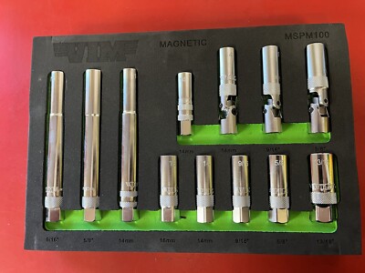 VIM Tools MSPM100 - 12 Piece 3/8'' Dr. Magnetic Spark Plug Socket Master Set