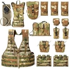 MOLLE FLC Vest OCP Camo Full Kit w/ Pouches Hydration Pack & Water Bladder