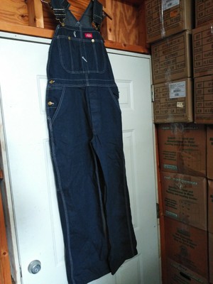 dickies washed denim blue overalls