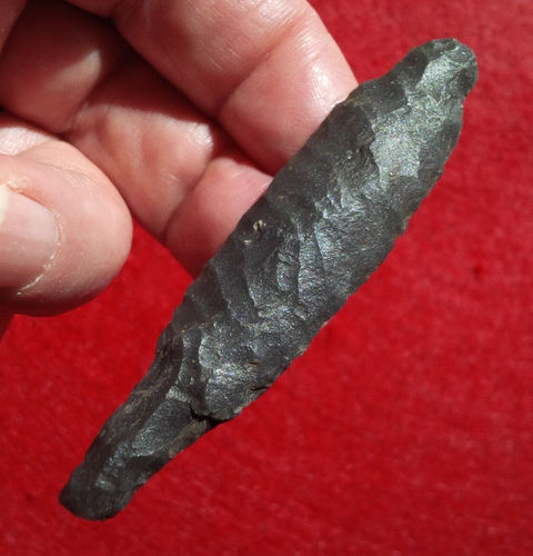 RARE 3-1/8" PALEO LIND COULEE DRILL OREGON ARROWHEAD WITH EARLY OBLIQUE FLAKING - Picture 7 of 24