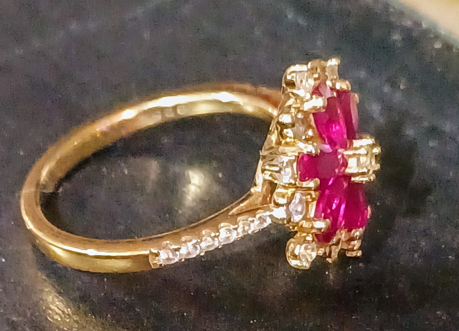 YG Over Sterling Silver Lab Created Ruby & White … - image 6