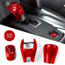 Red Carbon Fiber Gear Shift Knob Engine Button Cover For NISSAN GTR R35 08-16