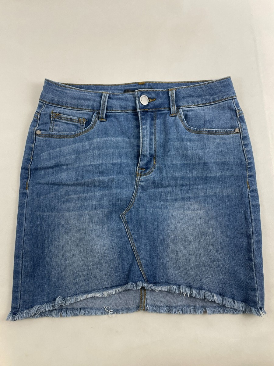 Black Label Skirt Women's Size Small Blue Denim Mini Short Frayed