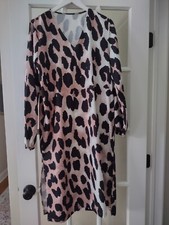 NEW LEOPARD PRINT DRESS WITH LONG SLEEVES SIZE LARGE