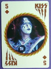 1 x playing card single card KISS Rock Band The Spaceman 5 of Diamonds