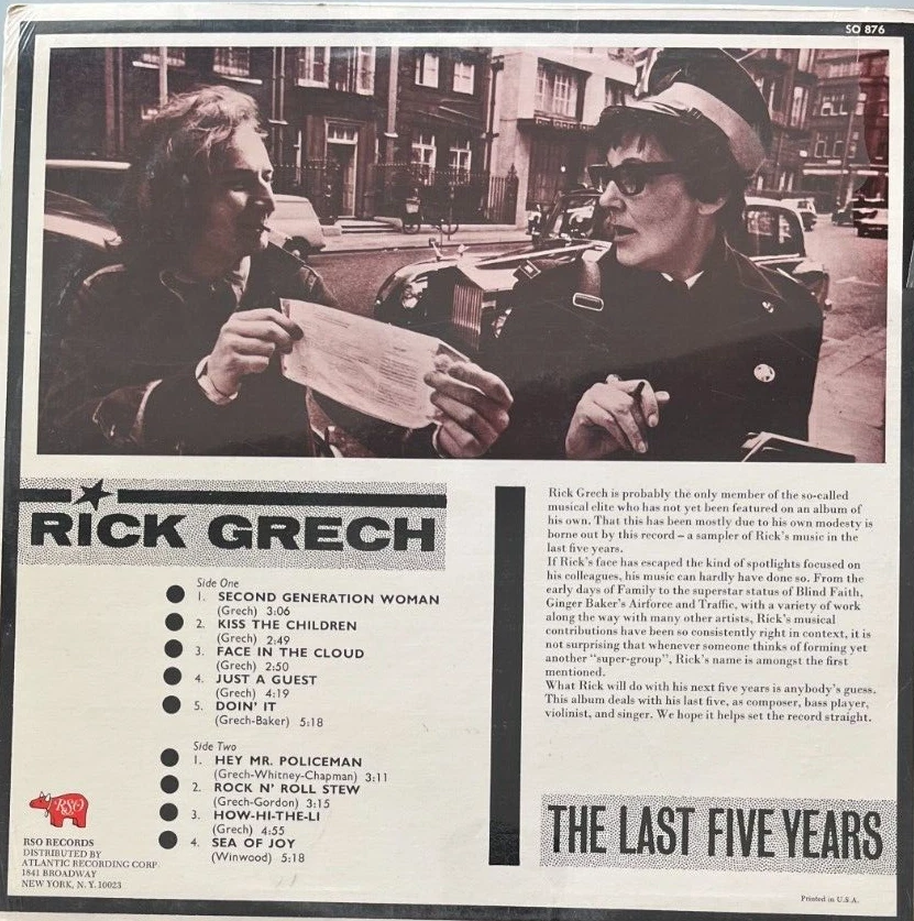 Rick Grech, The Last Five Years, LP, NEW, Sealed, Original 1973 US Pressing - Image 2 of 2