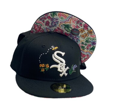 Chicago White Sox Watercolor Floral New Era 59 fifty fitted hat cap black 
