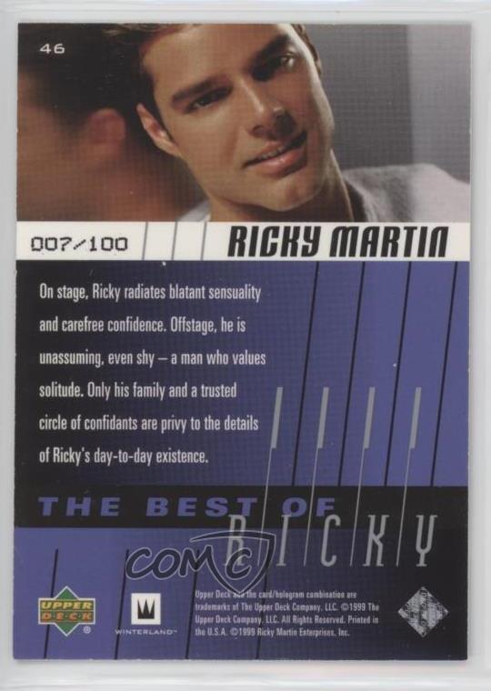 1999 Upper Deck Ricky Martin Platinum 7/100 Ricky Martin #46 0c3 - Picture 2 of 3