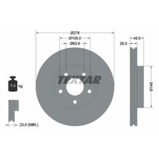 TEXTAR 2x Bremsscheibe vorne Ø278 mm Innenbelüftet für Ford Focus II DA_ HCP