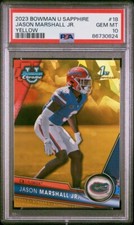 Jason Marshall Jr 2023 Bowman U Sapphire Yellow Refractor /75 PSA 10 #18 POP 1