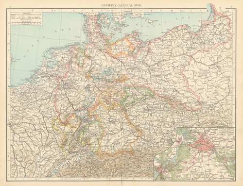 Germany. Poland Prussia. Berlin environs. Benelux. THE TIMES 1895 old map